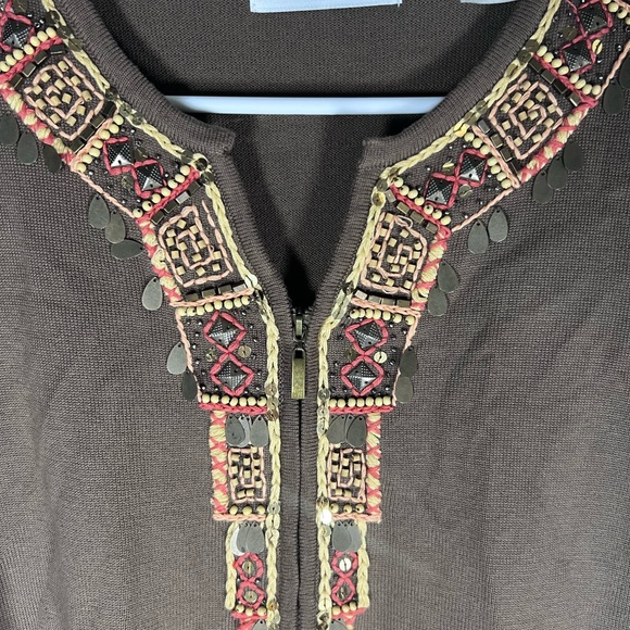 Alfred Dunner Aztec Style Zip Up Blouse Size M - Picture 2 of 4